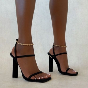 Slip-on Square Toe Chunky Heel Chain Damensandalen