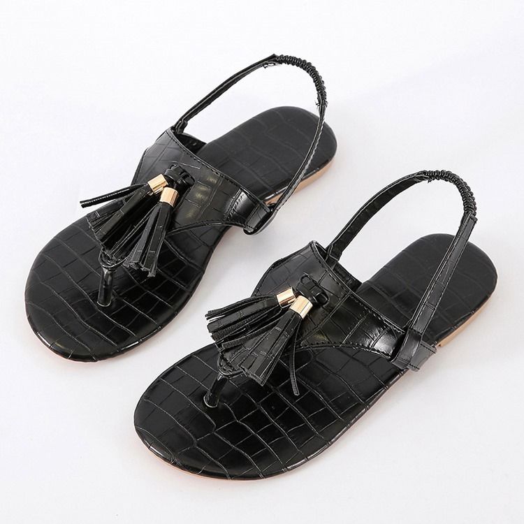 Slip-on Tanga Flach Mit Pailletten Damen Sandalen