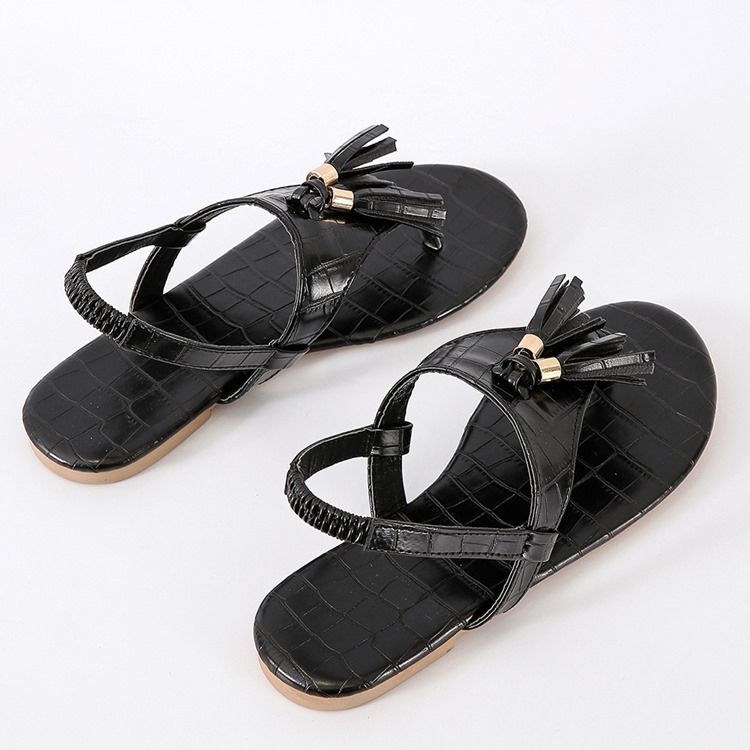 Slip-on Tanga Flach Mit Pailletten Damen Sandalen