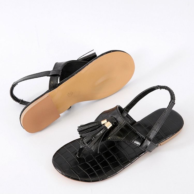 Slip-on Tanga Flach Mit Pailletten Damen Sandalen