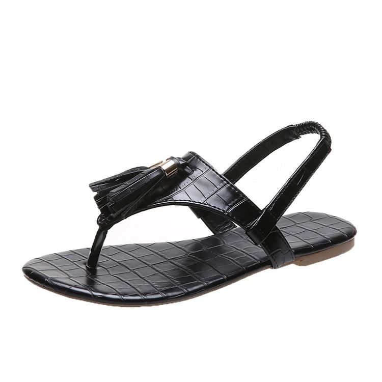 Slip-on Tanga Flach Mit Pailletten Damen Sandalen