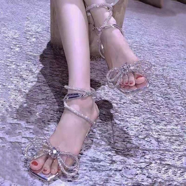 Stiletto Heel Line-style Schnalle Square Toe Damen Sandalen