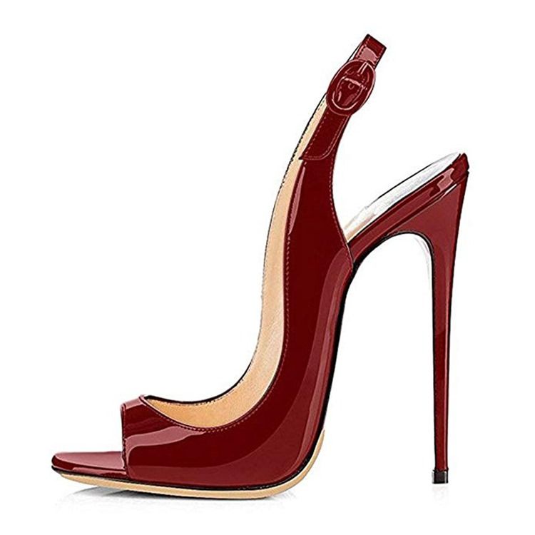 Stiletto Heel Slingback Strap Damen Rote Sandalen