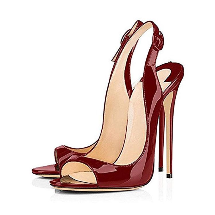 Stiletto Heel Slingback Strap Damen Rote Sandalen