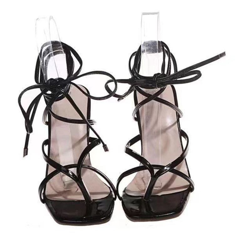 Thong Stiletto Heel Lace-up Western Damen Sandalen