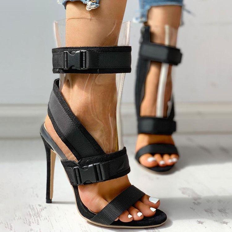 Western Sandalen Mit Schnalle Und Stilettoabsatz Mit Spitzer Zehenpartie