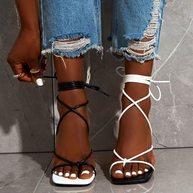 Western Sandalen Mit Stilettoabsatz Und Offener Zehenpartie Für Damen