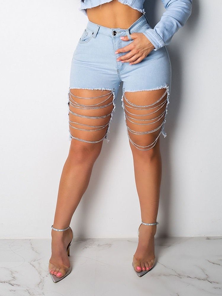 Asymmetrische Einfarbige Skinny Shorts Für Damen