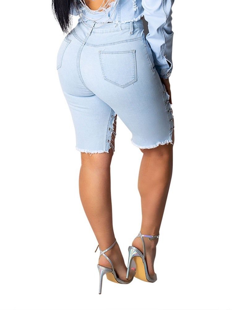 Asymmetrische Einfarbige Skinny Shorts Für Damen