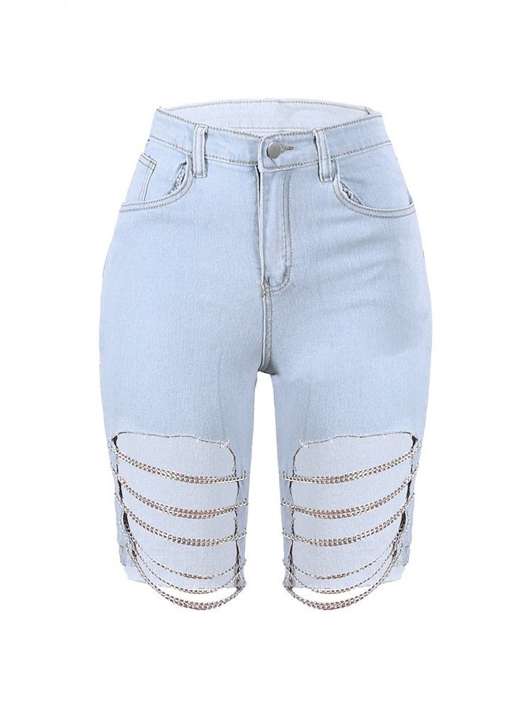 Asymmetrische Einfarbige Skinny Shorts Für Damen