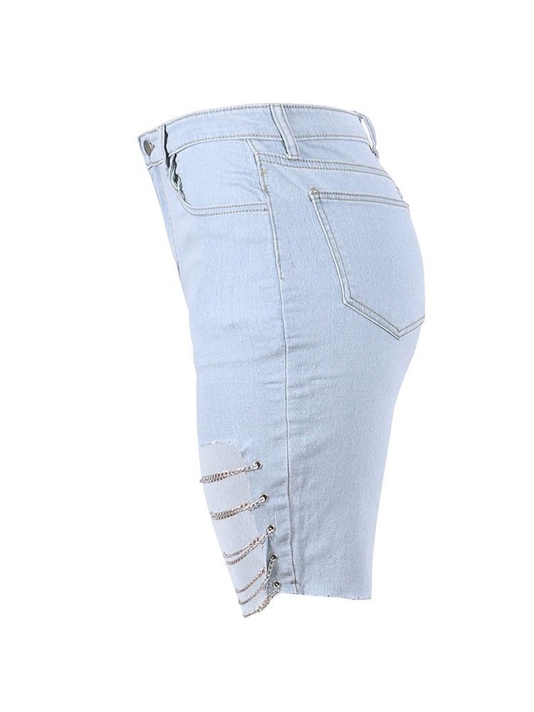 Asymmetrische Einfarbige Skinny Shorts Für Damen