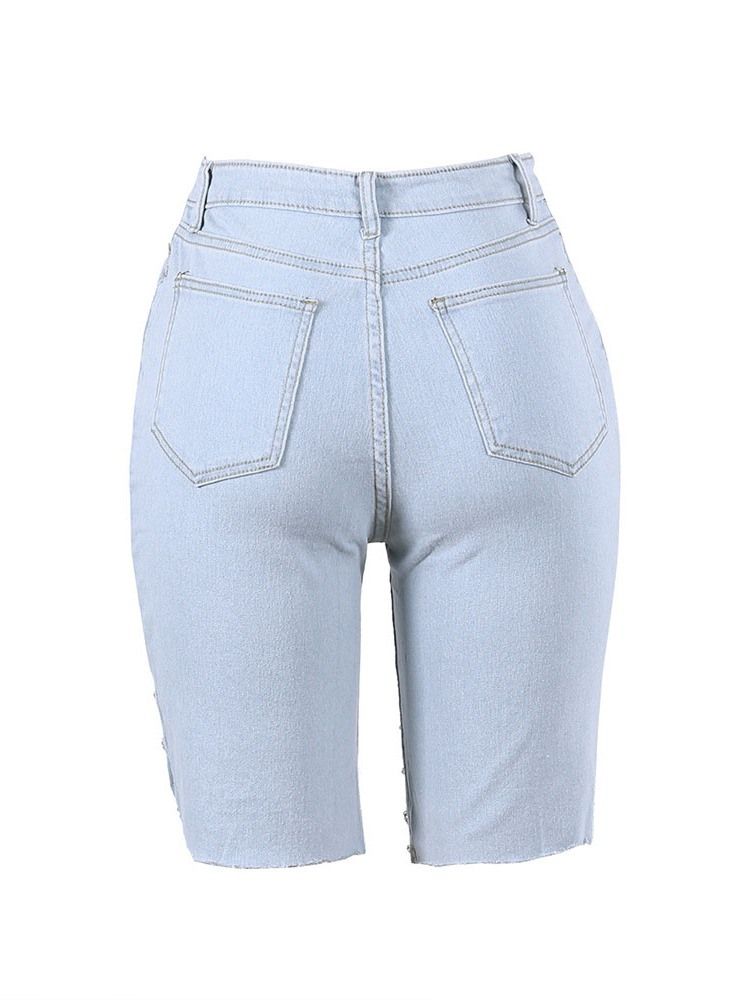 Asymmetrische Einfarbige Skinny Shorts Für Damen