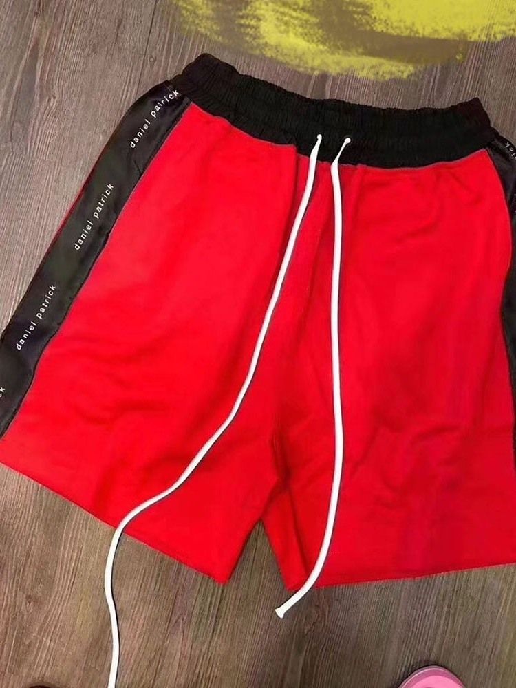 Color Block Straight Lace-up Lässige Herren-shorts Zum Schnüren