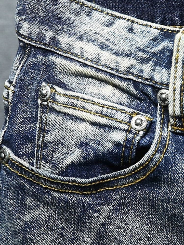 Dünne Gerade Einfarbige Herren-jeansshorts Mit Mittlerem Bund