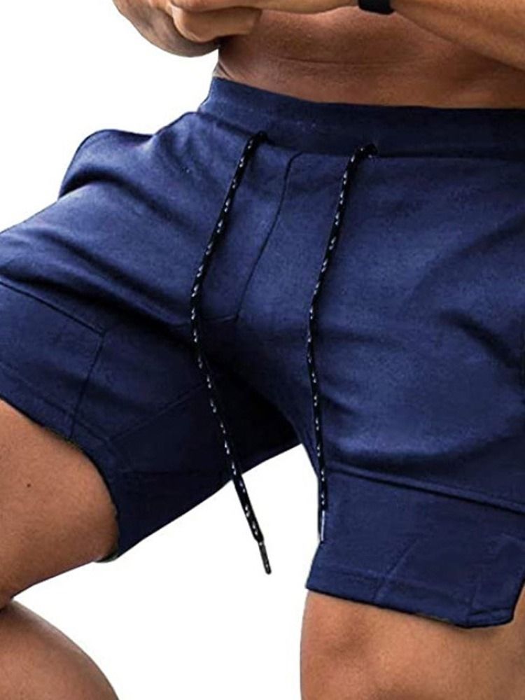 Einfache Herren-schnürshorts Mit Gerader Mittelhoher Taillen-schnürung