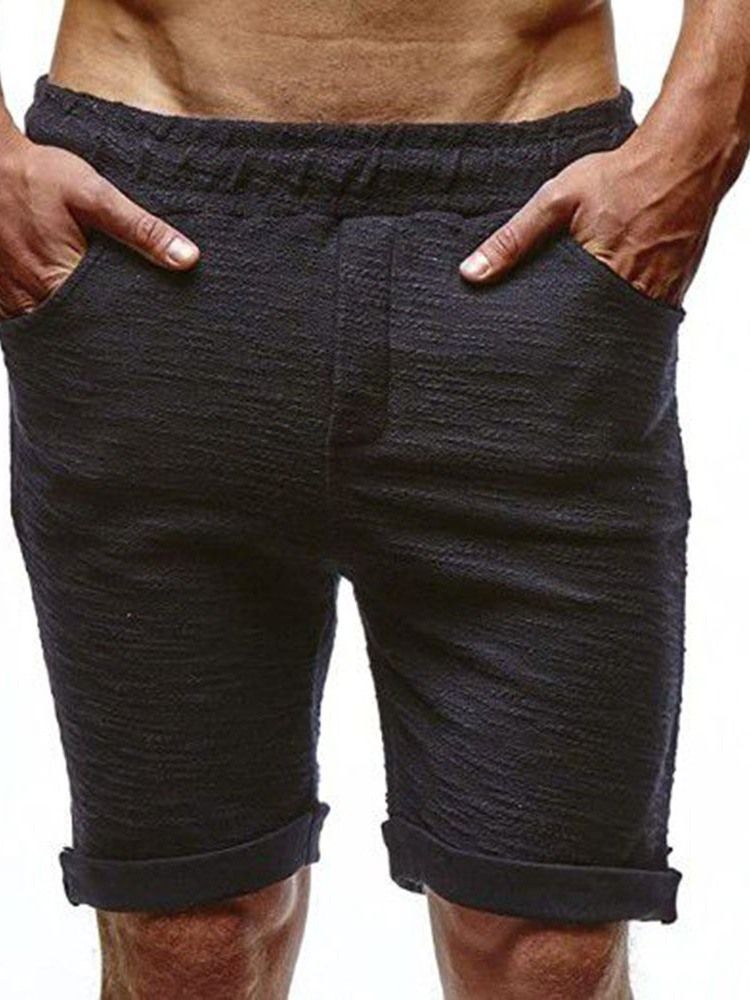 Einfache Schlanke Elastische Herren-shorts Mit Mittlerer Taille