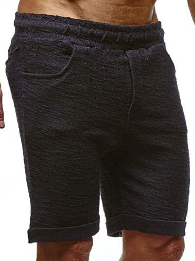 Einfache Schlanke Elastische Herren-shorts Mit Mittlerer Taille