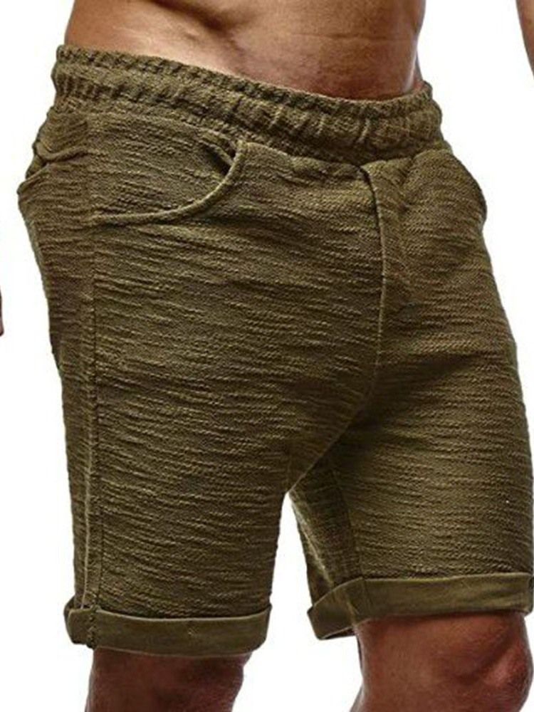 Einfache Schlanke Elastische Herren-shorts Mit Mittlerer Taille