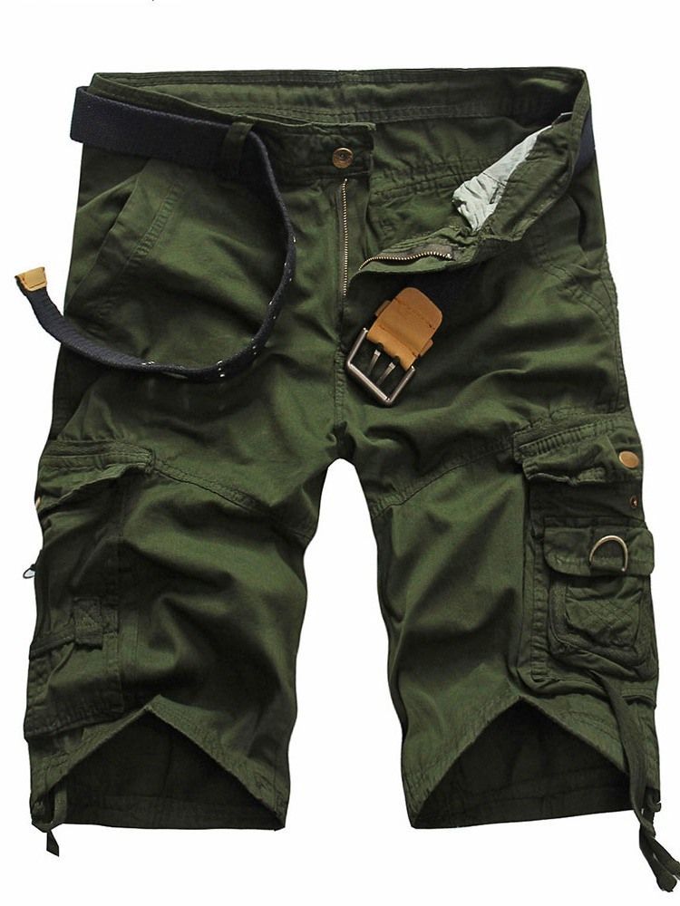 Einfache Tasche Mit Gerader Mittelhoher Taillen-freizeitshorts Für Herren