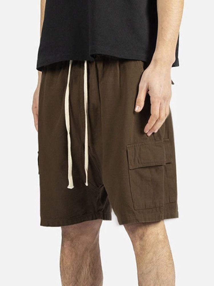 Einfache Tasche Mit Gerader Schnürung Für Herren Freizeitshorts