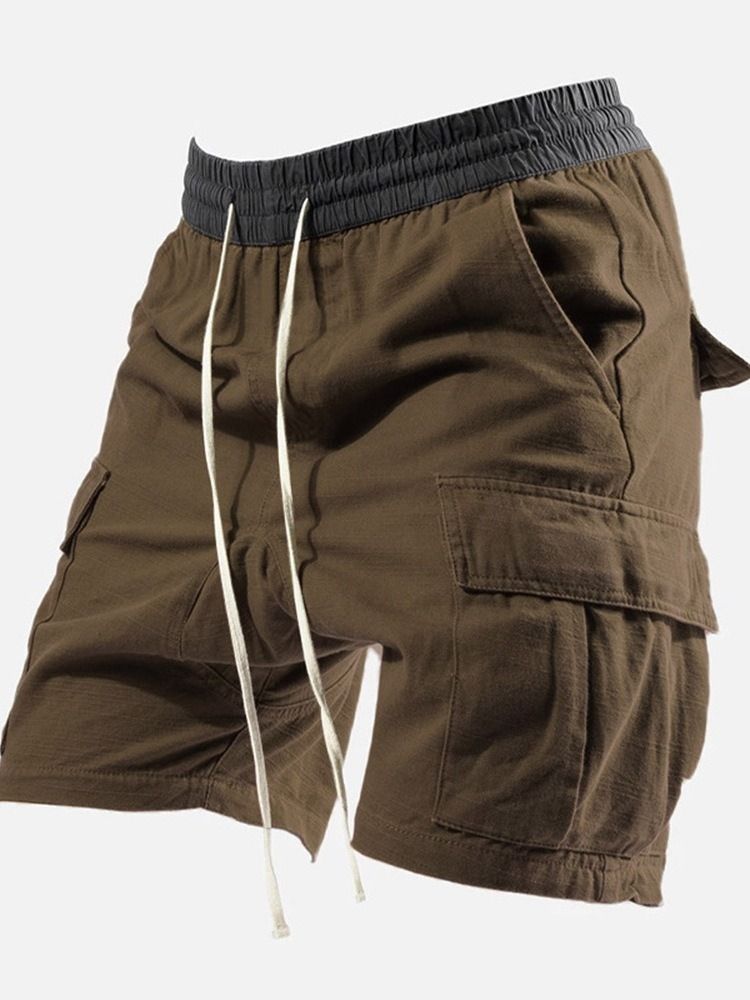 Einfache Tasche Mit Gerader Schnürung Für Herren Freizeitshorts