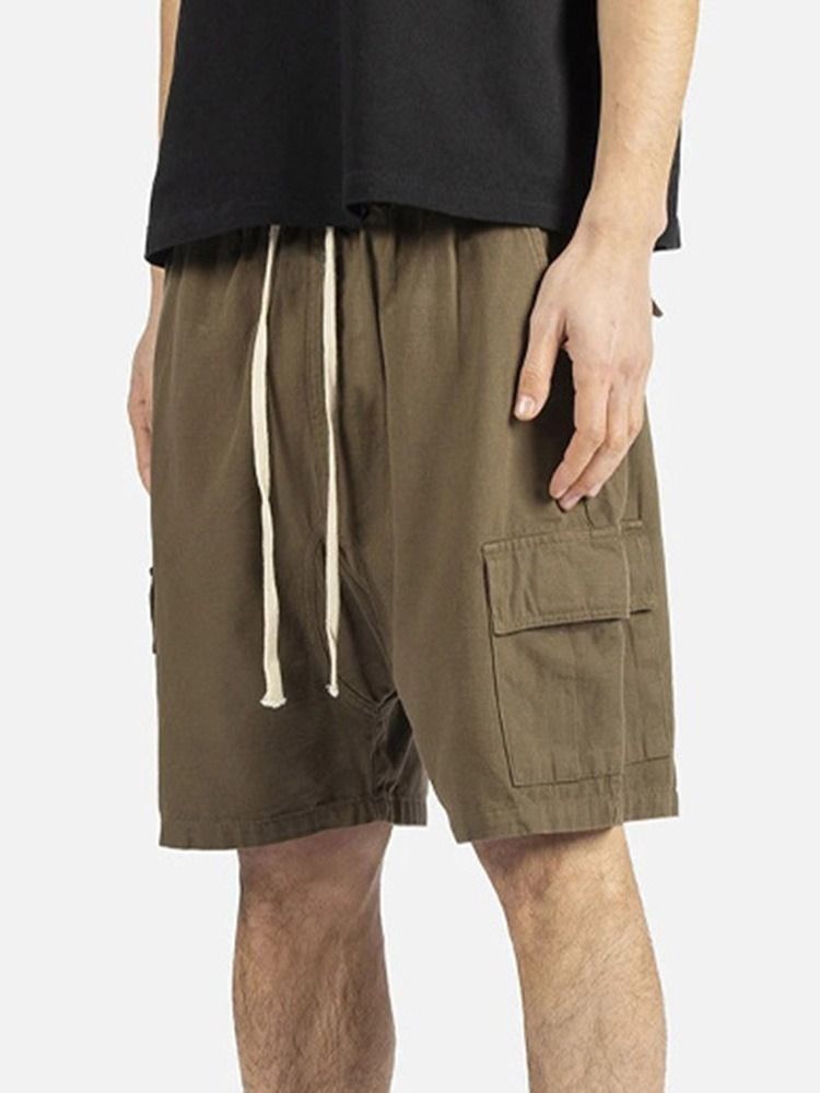 Einfache Tasche Mit Gerader Schnürung Für Herren Freizeitshorts