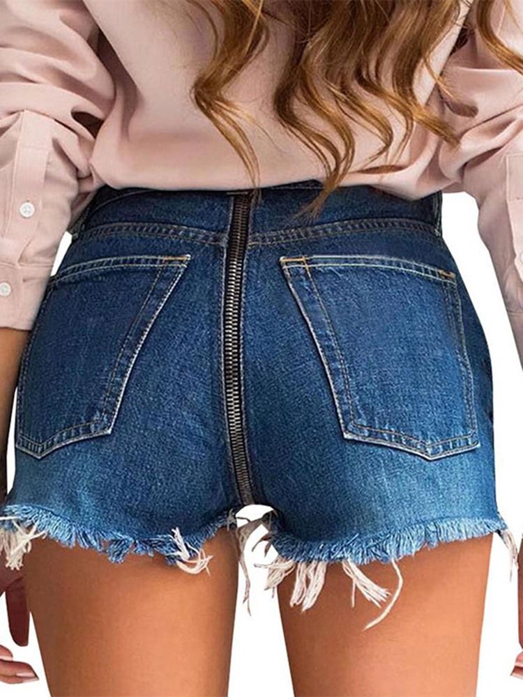 Einfache Zerrissene Jeans Damen Shorts