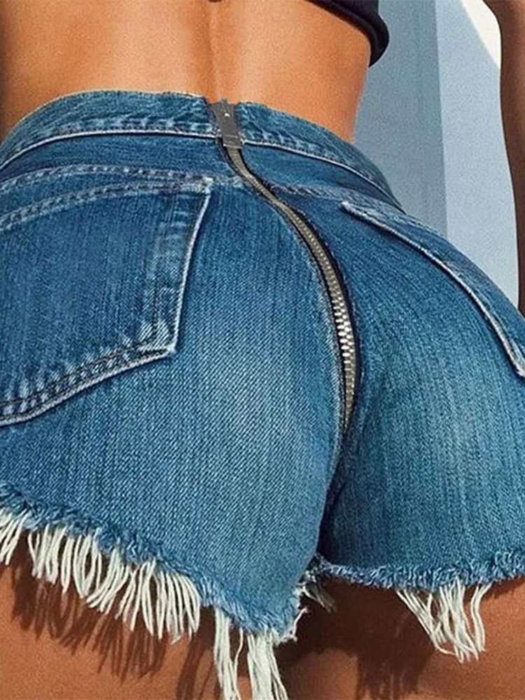 Einfache Zerrissene Jeans Damen Shorts