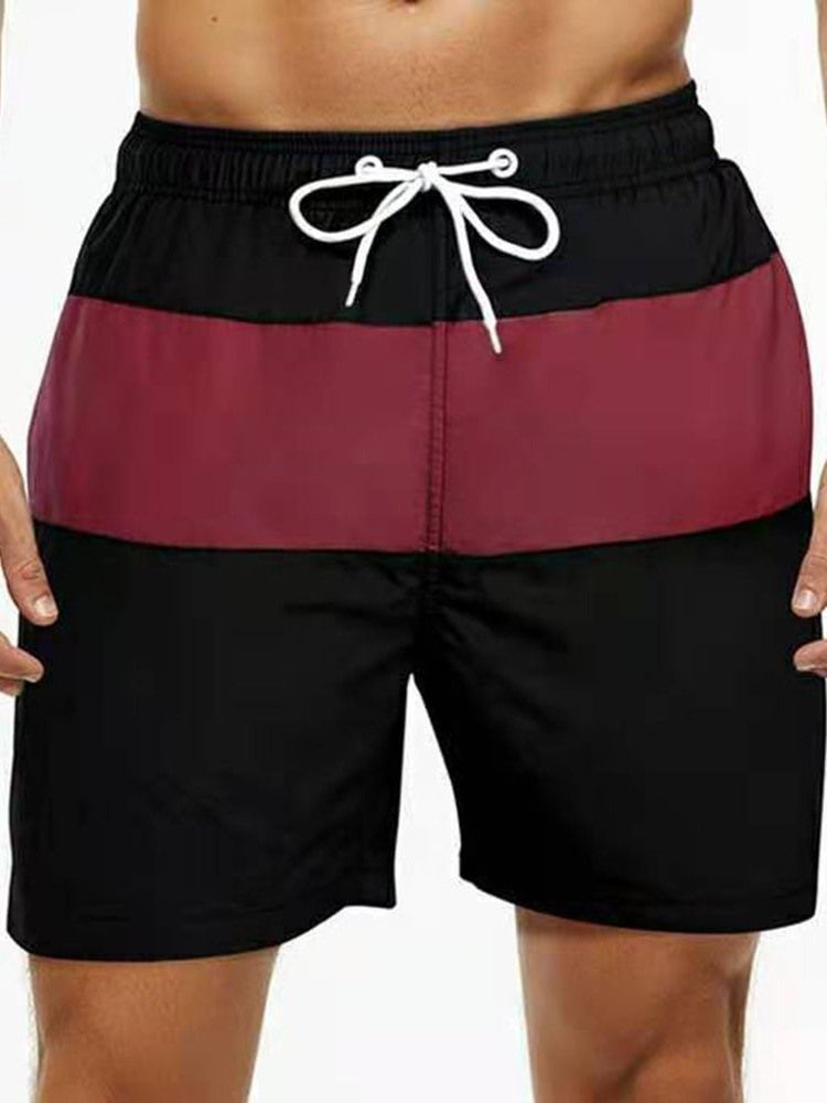 Farbblock-schnürshorts Mit Gerader Mittelhoher Taille