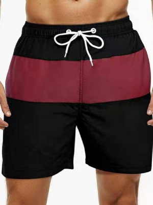 Farbblock-schnürshorts Mit Gerader Mittelhoher Taille