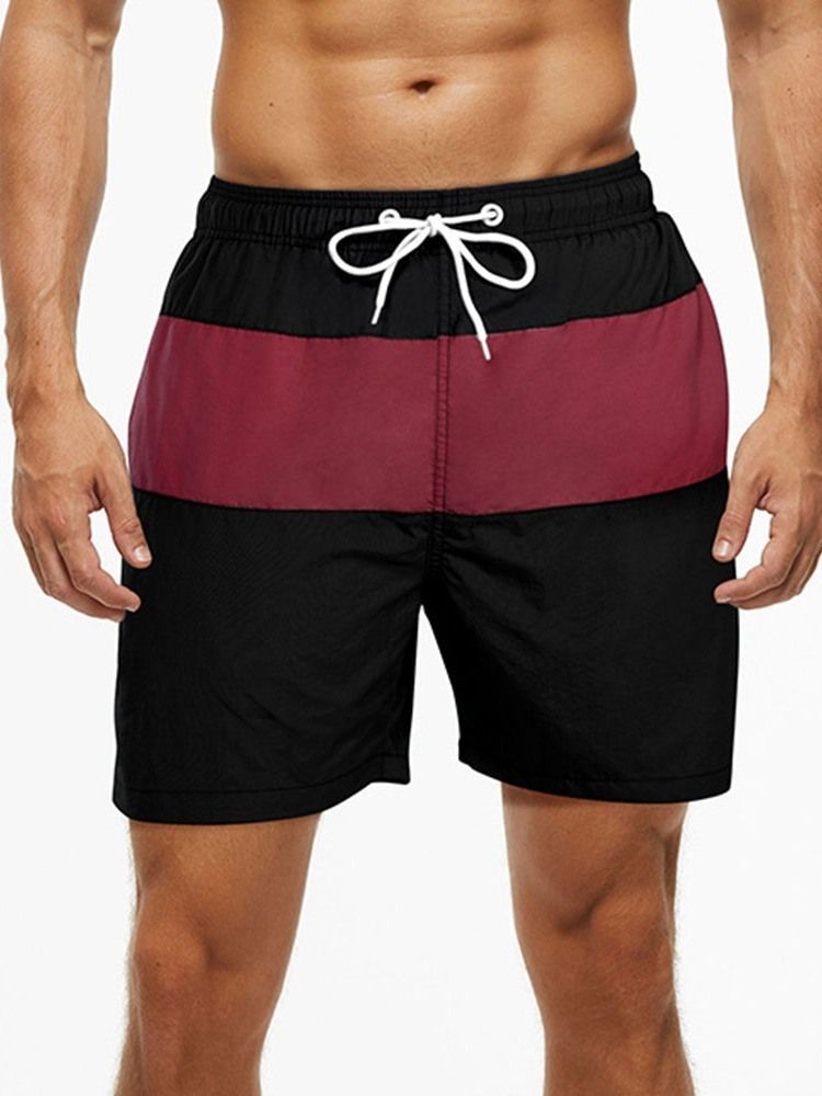 Farbblock-schnürshorts Mit Gerader Mittelhoher Taille