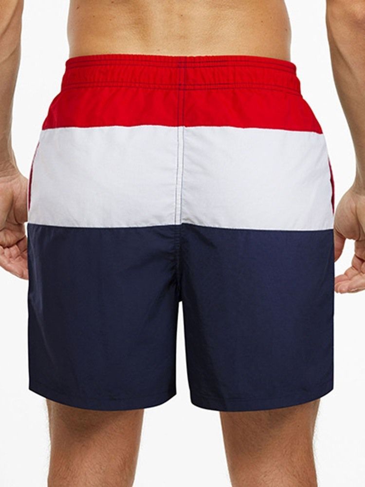 Farbblock-schnürshorts Mit Gerader Mittelhoher Taille