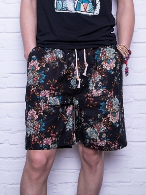 Floral Straight Lace-up Herren Freizeitshorts