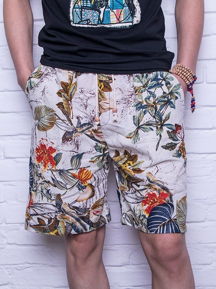 Floral Straight Lace-up Herren Freizeitshorts