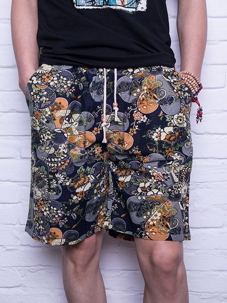 Floral Straight Lace-up Herren Freizeitshorts