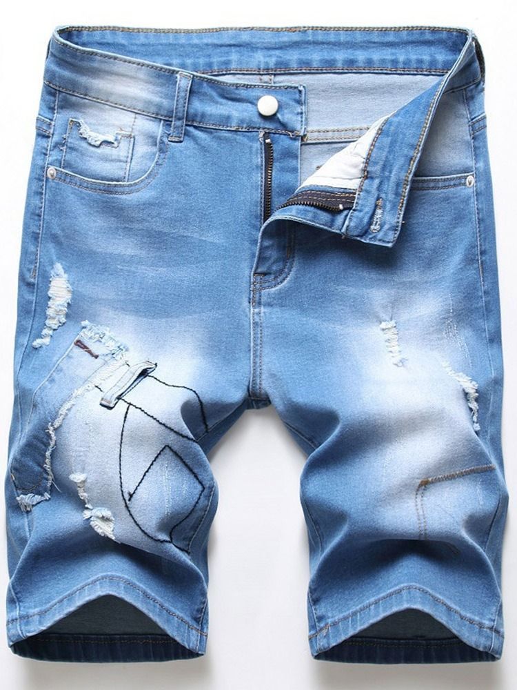 Gerade Farbverlauf Patchwork Reißverschluss Herren Jeans