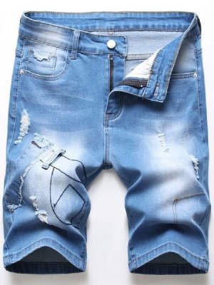 Gerade Farbverlauf Patchwork Reißverschluss Herren Jeans