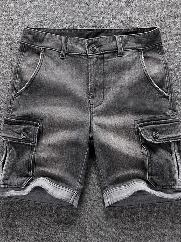 Gerade Jeansshorts Für Herren Mit Mittlerem Taillen-reißverschluss