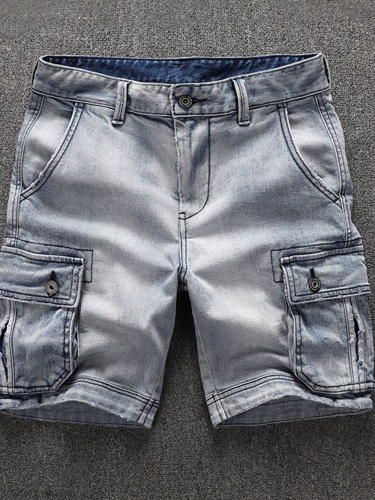 Gerade Jeansshorts Für Herren Mit Mittlerem Taillen-reißverschluss