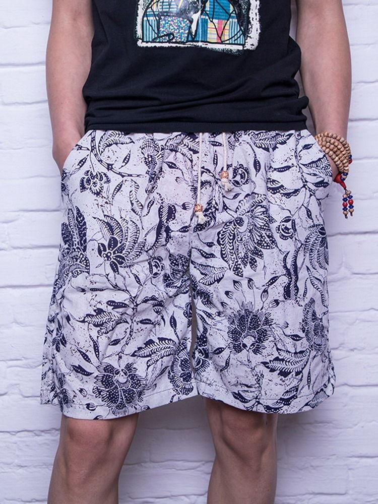 Gerade Print Color Block Freizeitshorts Für Herren