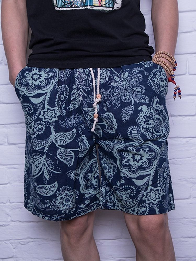 Gerade Print Color Block Freizeitshorts Für Herren