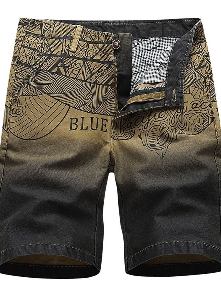 Gerade Print Letter Casual Reißverschluss Herren Shorts