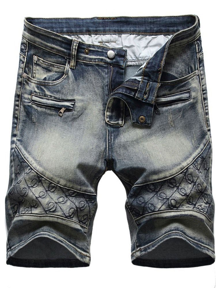 Gerade Tasche Casual Reißverschluss Herren Denim Shorts