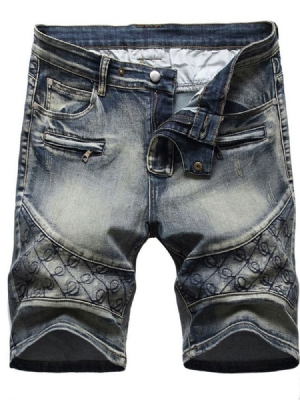 Gerade Tasche Casual Reißverschluss Herren Denim Shorts