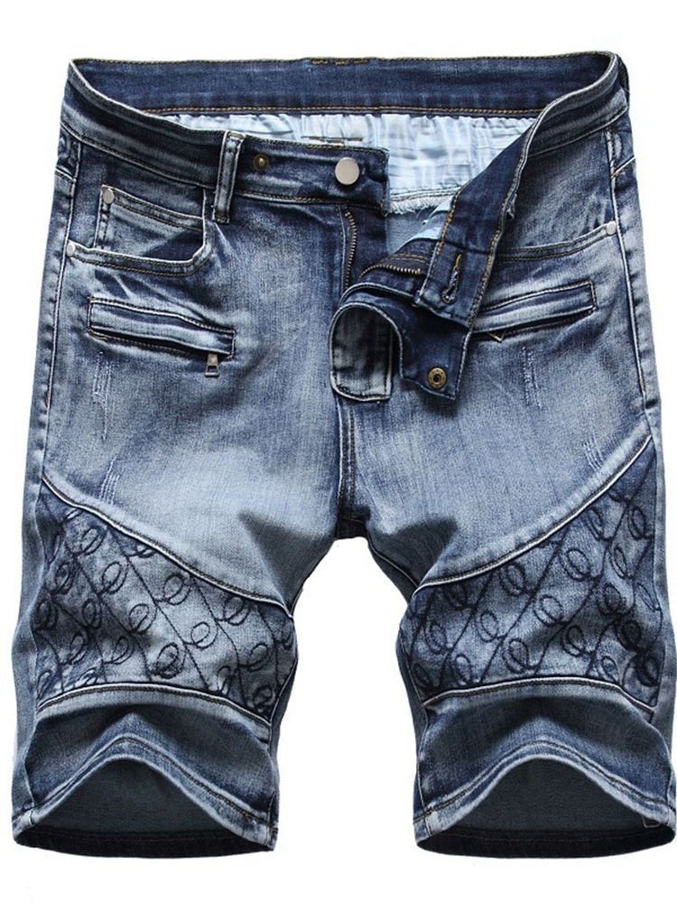 Gerade Tasche Casual Reißverschluss Herren Denim Shorts