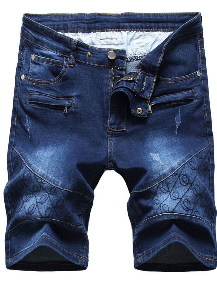 Gerade Tasche Casual Reißverschluss Herren Denim Shorts