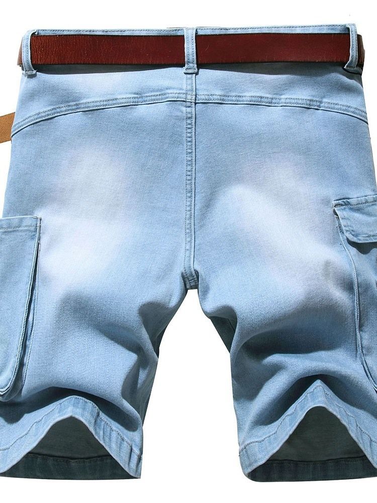 Getragene Jeansshorts Für Herren Mit Mittlerem Taillen-reißverschluss