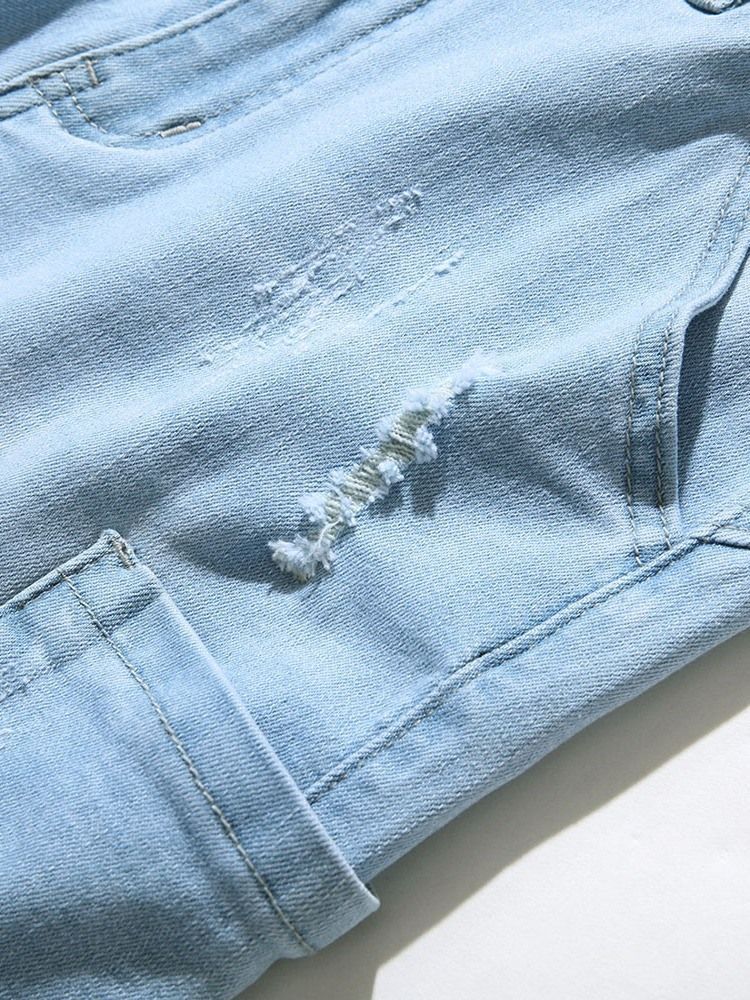 Getragene Jeansshorts Für Herren Mit Mittlerem Taillen-reißverschluss