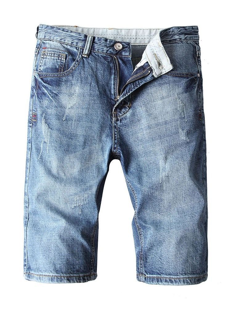 Herren-jeansshorts Mit Geradem Reißverschluss