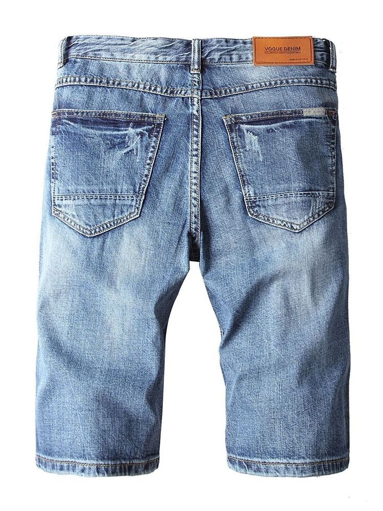 Herren-jeansshorts Mit Geradem Reißverschluss